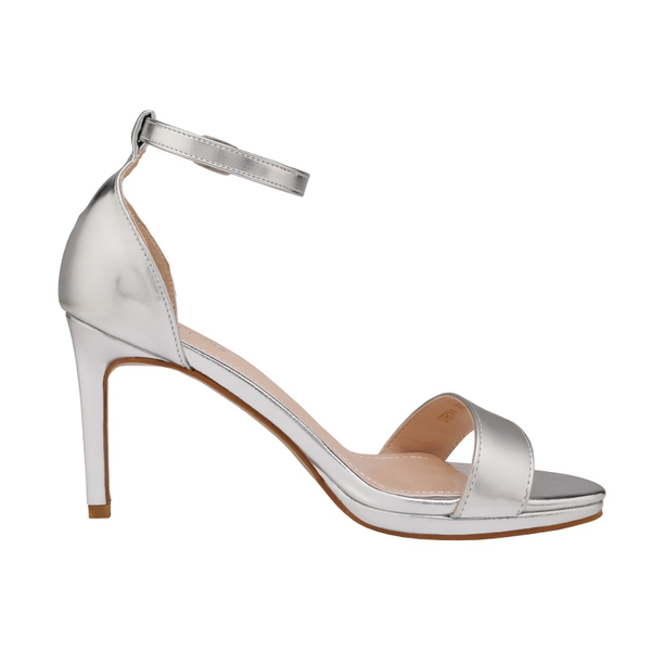 High Heel Pump Sandals - SILVER PU - 2